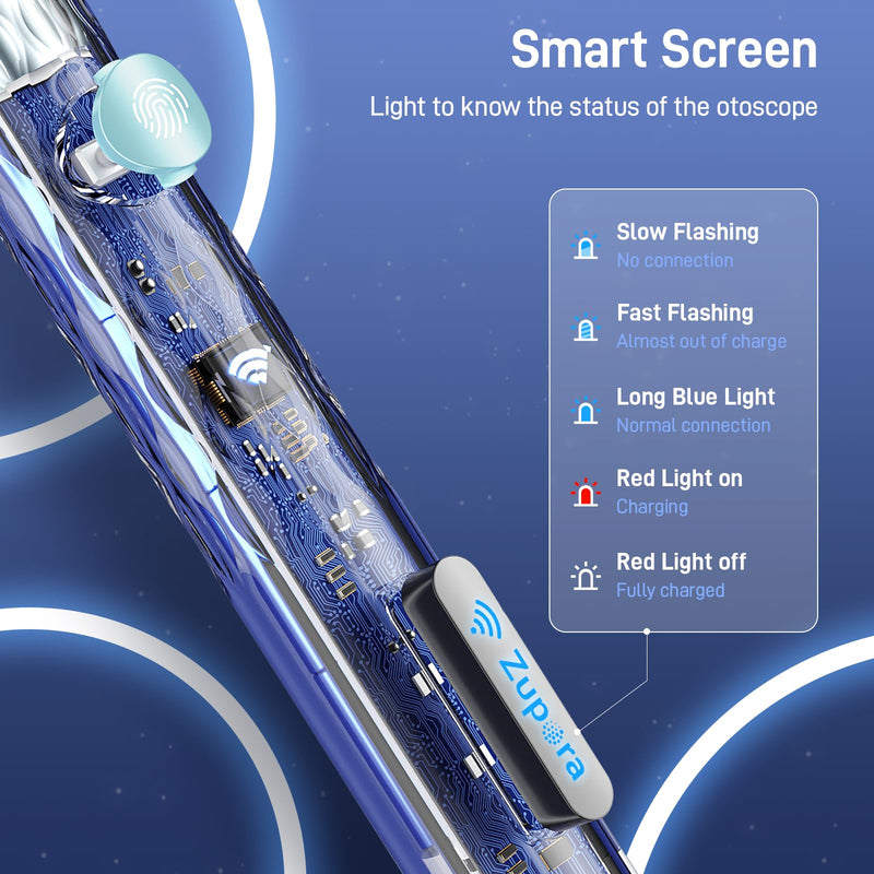 ZUPORA Ear Wax Removal, Ear Camera with 1440P HD, Ear Cleaner with Camera Built-in WiFi, Earwax Removal Kit with 6 Ear Pick, Otoscope with Lights, Ear Cleaning Kit for Android and iOS (Black) Black - BeesActive Australia