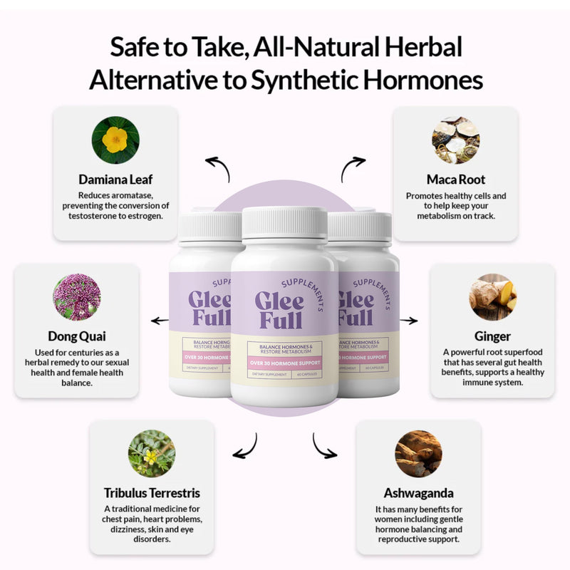 GleeFull Over 30 Hormone Support - Menopause Supplements for Women - Hormone Balance for Women - Hot Flash Relief - Menopause Support 60 Count (Pack of 1) - BeesActive Australia