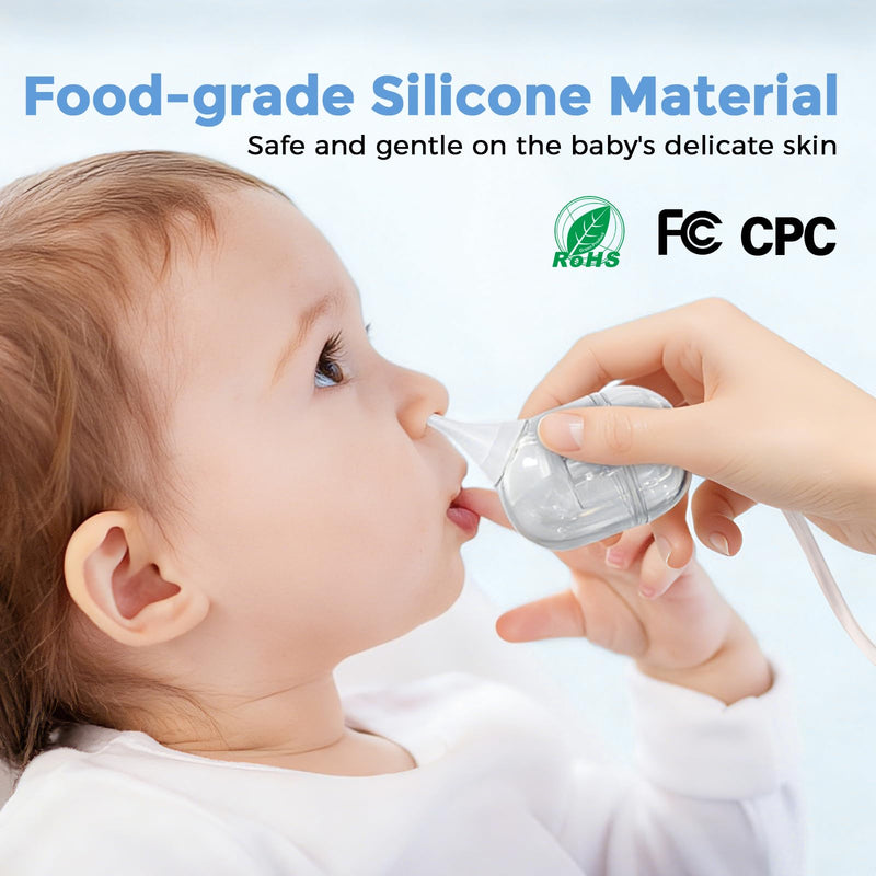 Nasal Aspirator for Baby, Nose Sucker with 9 Suction Levels, Electric Snot Sucker, 3 Levels Night Light & Nursery Rhyme Soothing Function, Food-Grade Silicone Tips White