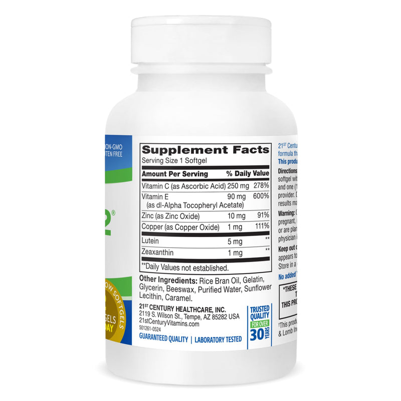 21st Century Healthy Eyes SuperView Eye Vitamin Softgels, 120 Count | High-Potency Eye Vitamin & Mineral Softgels with Vitamin C, Compare VS. Bausch + Lomb PreserVision® AREDS 2 Formula, Non-GMO Unflavored 120 Count (Pack of 1)