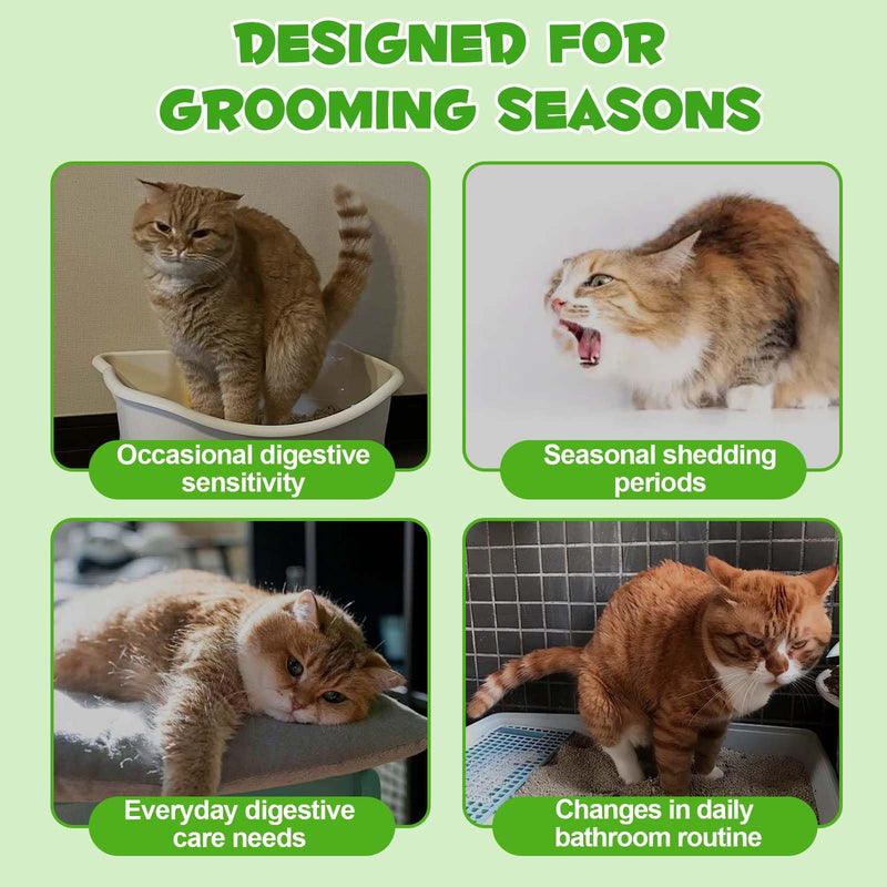 Hairball Remedy for Cats - Digestive Support Liquid Drops with Psyllium Husk & Enzymes, Natural Cat Hairball Treatment for Helps Manage Hairballs & Supports Healthy Digestion, 60ml
