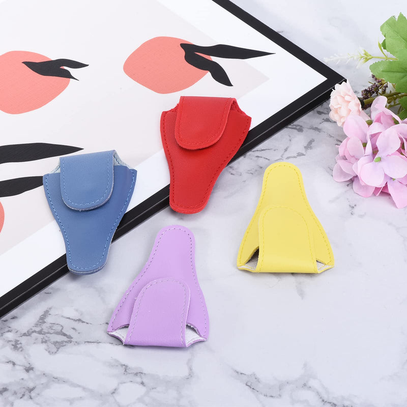 PATIKIL 4.5"x2.6" Embroidery Scissors Sheath, 4 Pack PU Leather Nail Cuticle Scissor Cover Small Pointed Nippers Scissors Protective Case, Pink
