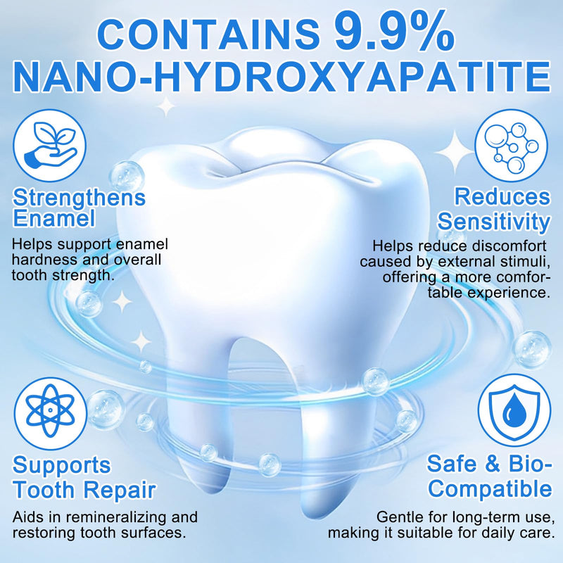 9.9% Nano Hydroxyapatite Toothpaste - 2 Pack, Protects Enamel and Strengthens Teeth, Cleans and Cares for Oral Health, Freshens Breath, Non-Irritating, Natural and Safe, 8.46 Oz 4.23 Fl Oz (Pack of 2)