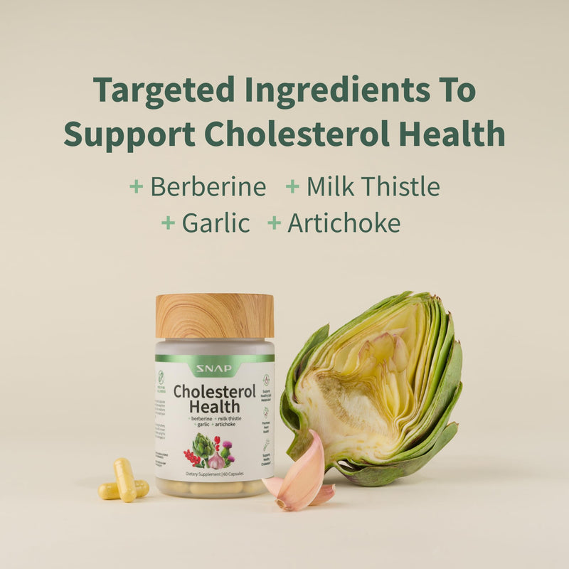 Snap Supplements Cholesterol Health - Naturally Supports Heart, Liver, Digestive and Metabolic Health, 60 Vegetarian Capsules
