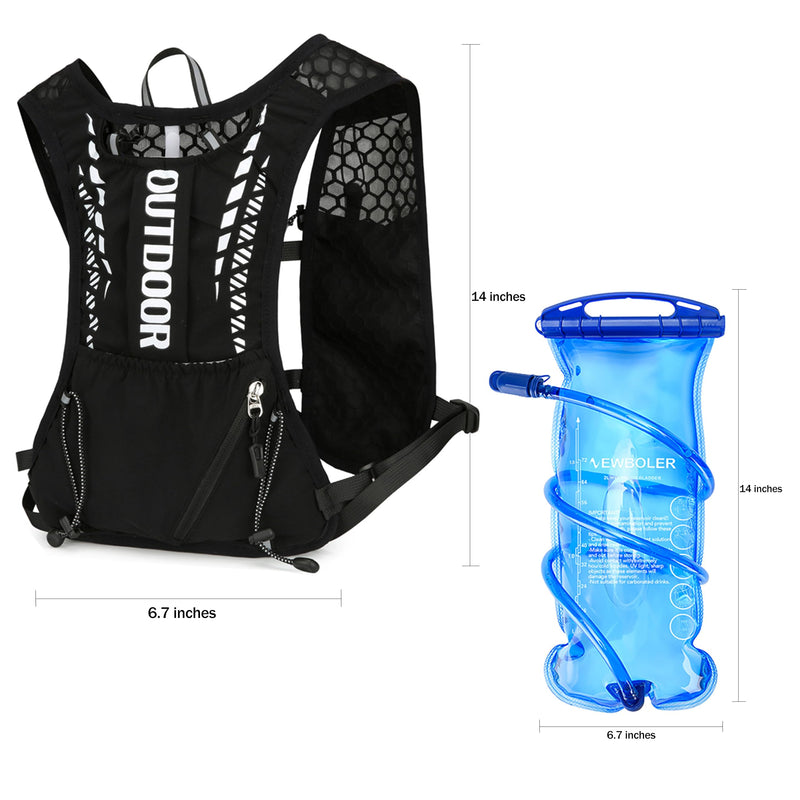 5L Hydration Backpack for Women and Men - Lightweight Running Vest with 1.5L Water Bladder, Water Backpack for Hiking, Running, Biking, Cycling and Rave, Adjustable Straps Black General