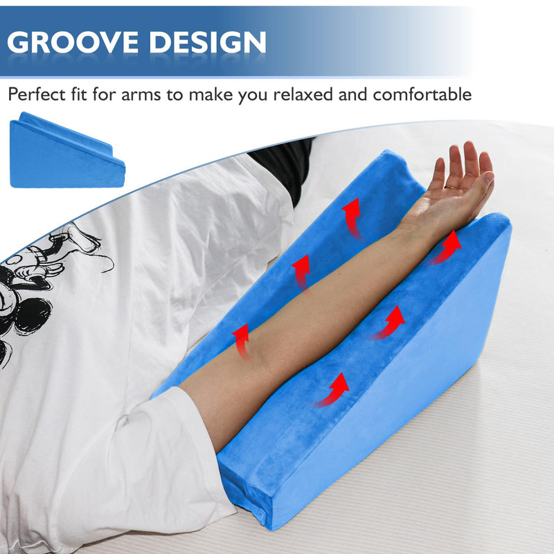 Arm Elevation Pillow, Arm Wedge Elevation Pillow Excellent, Ergonomic Elbow Support Pillow for Sleeping Arm Pads Elbow Pillow with Removable Pillow Case-Blue
