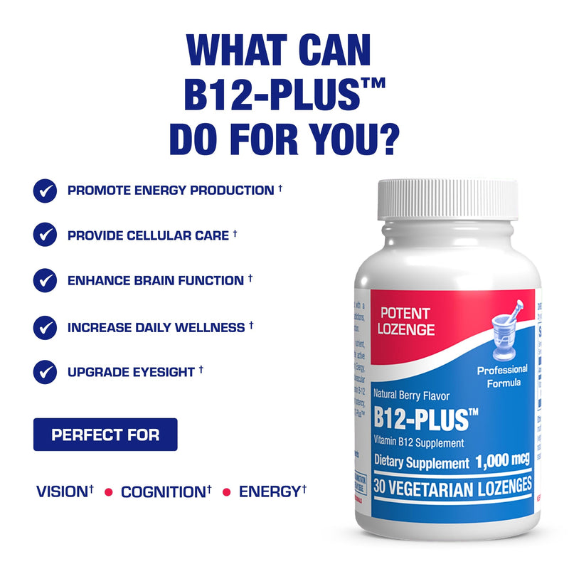 Vitamin B12 Methylcobalamin 1000 mcg - Clinical Formula Methyl B12 Sublingual 1000 mcg Tasty Lozenges for Energy Eye Nerve and Brain Support for Men and Women - 30 Count (Berry Flavor)