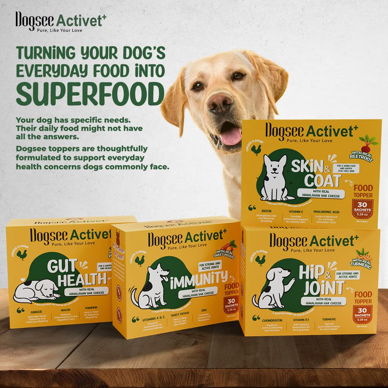 Dogsee Activet+ Freeze Dried Dog Food Topper with Yak Cheese Powder, Dog Supplement for Multi Vitamin, Boosting Immunity, Supports Growth, Improve Overall Health & Digestion (30 Sachets) Powder - 30 Sachets