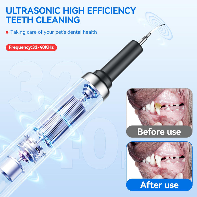 Dog Plaque Tartar Remover for Teeth, Pet Ultrasonic Tooth Cleaner, Dental Tools Cleaning Kit for Teeth Stains for Dogs & Cats with 5 Modes,Black Black - BeesActive Australia
