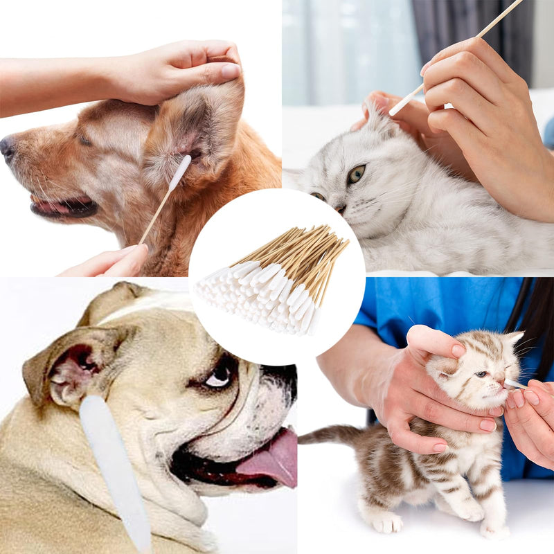Pet Dog Ear Cleaner Cotton Buds,200 pcs Animal Ear Cleaner Big Cotton Swab Sticks Cotton Buds,Large Cotton Buds Animal Ear Cleaning Cotton Swab Sticks Remover Itchy for Pet Ear Wax Removal