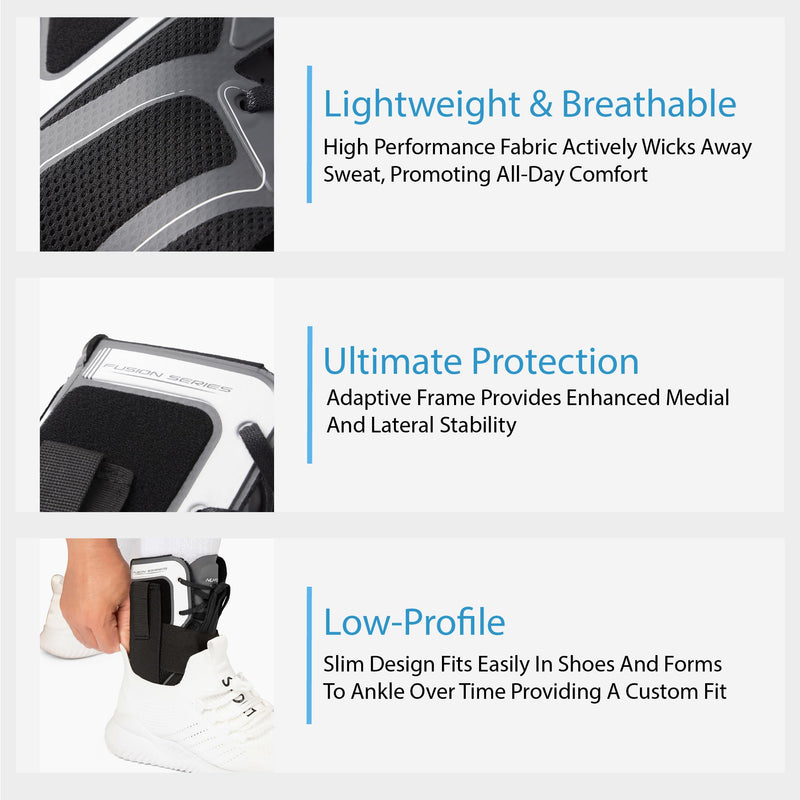 Ovation Medical Nu-Form Ankle Brace - Premium, Low Profile Ankle Stabilizer and Ankle Compression Brace - Breathable Ankle Brace for Sports, Ankle Sprains, Injury Recovery Support, & More (Small) Small