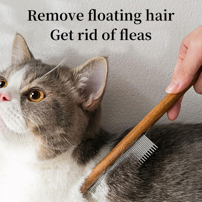 BZKSER cat comb - 2 pieces wooden cat comb, cat brush long hair short hair, stainless steel dog comb, flea comb for cats, suitable for all lengths, effectively removes tangles, mats and loose hair - BeesActive Australia