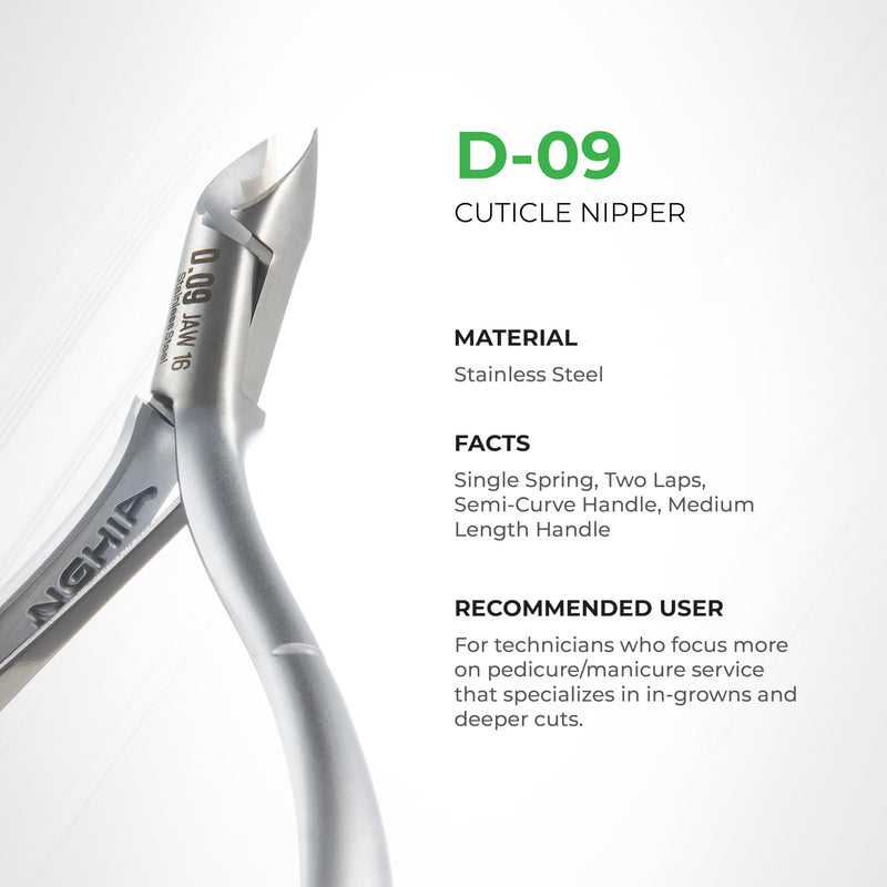 NGHIA Cuticle Nipper - D-09 JAW 12 | Stainless Steel | Durable and Sharp | Ergonomic Design | Grey Plated | Ideal for Salons and Home Use Jaw 12 (4.5 - 5.5 mm) - BeesActive Australia