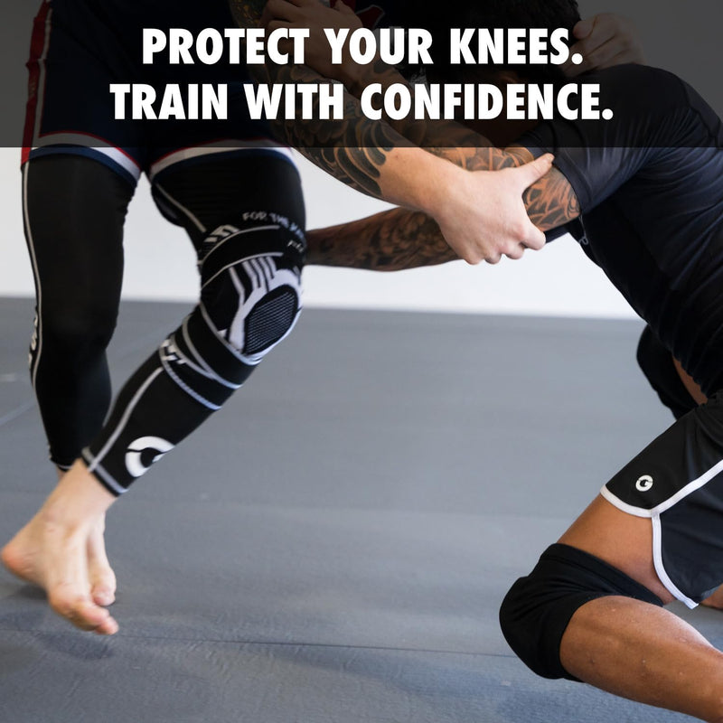 Gold BJJ Knee Brace for Jiu Jitsu - Compression Sleeve with Patella Support and Side Stabilizers (XX-Large) XX-Large