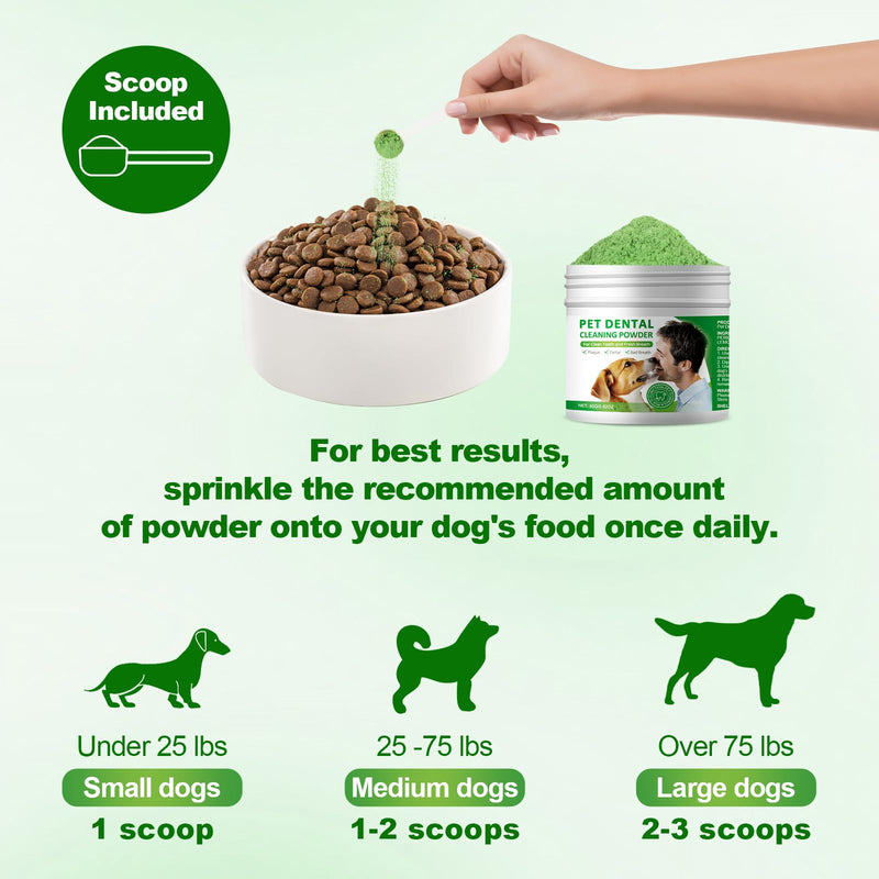 Dog Dental Powder,Dog Teeth Cleaning Powder,Dog Dental Cat Dental Care,Cat and Dog Teeth Cleaning,Canine Plaque Remover Helps Reduce Bad Breath,Improve Pet's Oral Cavity and Freshen Breath（80G） 80G
