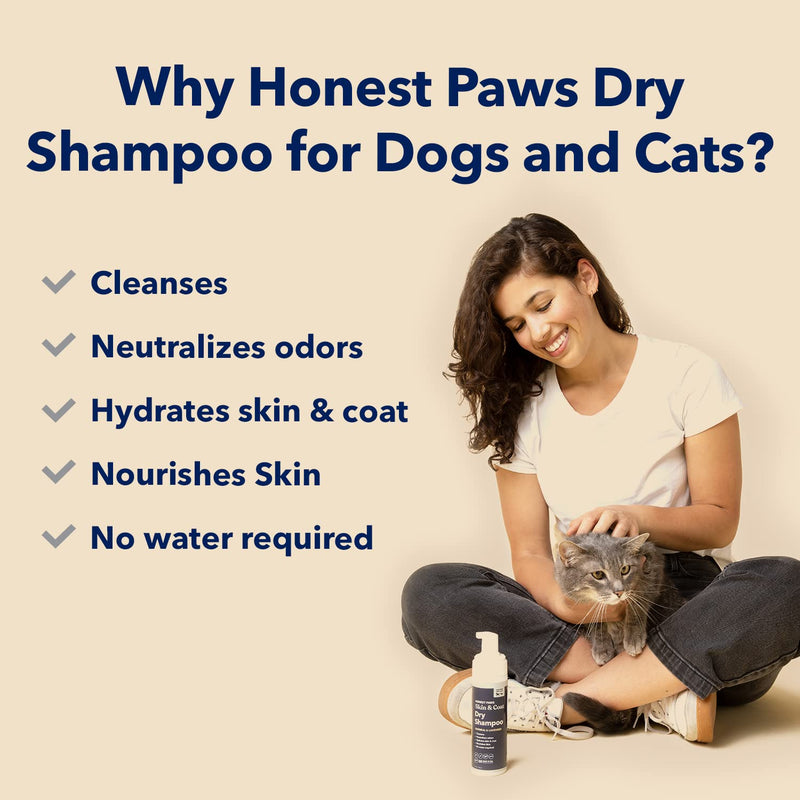 Honest Paws Dog Dry Shampoo - Waterless No Rinse Foaming Formula Reducing Itch Cleanse Hydrate Nourish Dry Skin and Smelly Coat Help Decrease Odor Shedding and Allergies - Oatmeal & Lavender - 6.3 oz Foaming - Oatmeal & Lavender - 6.3oz - BeesActive Australia