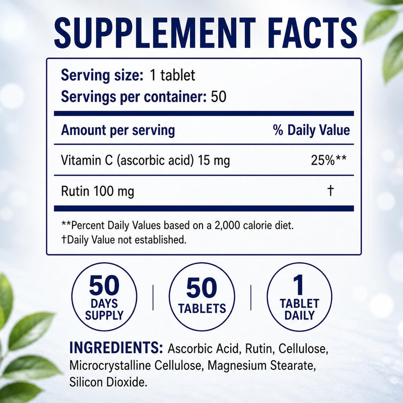 Rutin & Vitamin C | Vein, Circulation & Immune | 3-Pack | Rutin + Vitamin C, antioxidant and collagen support, clean formula, 50 tablets each 50 Count (Pack of 3)