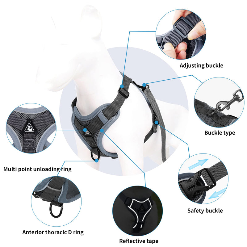 Cat harness and cat leash set, automatic retractable dog leash with harness for cats, escape-proof cat leash, cat harness set with leash for cats, kittens, dogs (M, grey) - BeesActive Australia