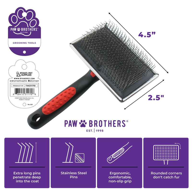 Paw Brothers Professional Grade Extra Long Slicker Brush - Ergonomic Handle, Removes Loose Undercoat and Tangles for Dogs Extra Long Hard Pin - BeesActive Australia