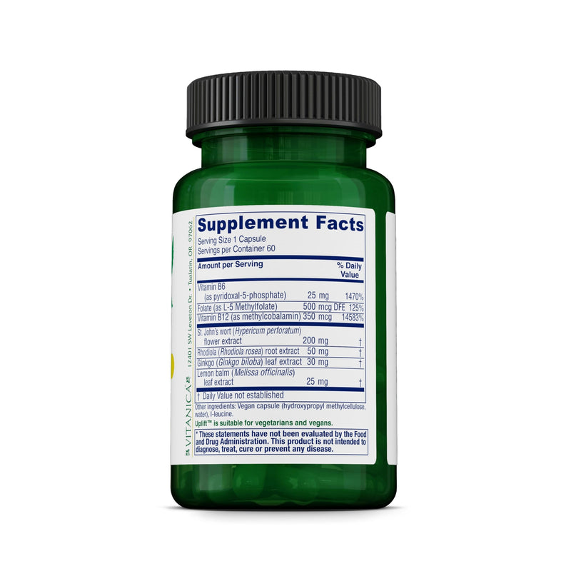 Vitanica Uplift, Mood and Emotional Support, Vegan, 60 Capsules Uplift Pro Logo 60 Count (Pack of 1)
