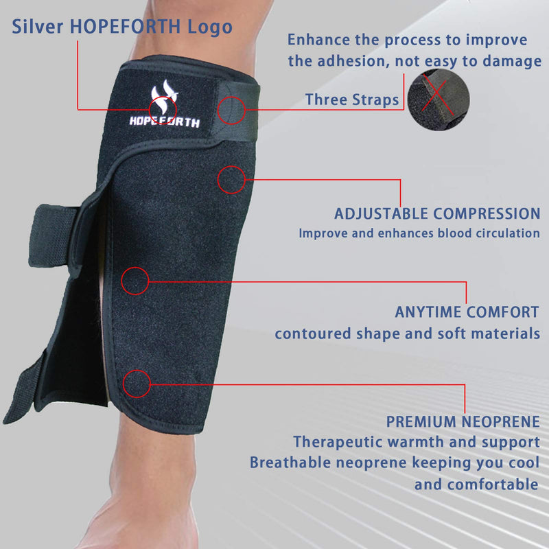 Calf Support Brace 2 Pack Adjustable Shin Splint Compression Calf Wrap ONE SIZE FIT MOST Classic Style Black BLACK