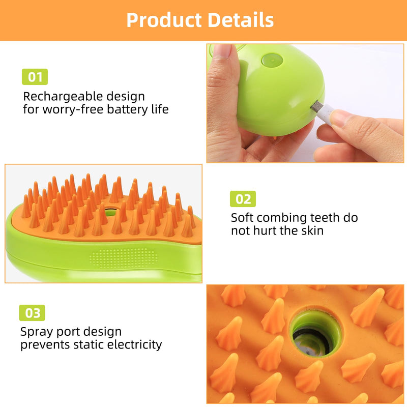 Steamy Cat Brush, Cat Steamy Brush, 3-in-1 Steam Brush for Cats, Cat Spray Massage Comb, with Liquid Inlet, Cat Grooming Brush, Eliminate Flying Hair - BeesActive Australia