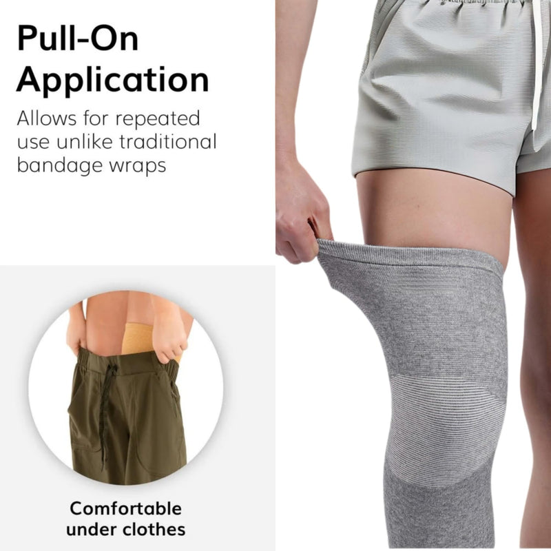 Bamboo Knee Sleeves, 2-Pack Knee Compression Sleeve Women Men Elastic Warm Slip-on Recovery Knee Brace for Arthritis Knee Pain Grey Large - BeesActive Australia