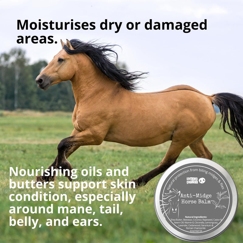 Anti-Midge Horse Balm, 100ml, Natural Repellent with Shea Butter, Beeswax, Coconut Oil, Neem Oil, Citronella, Lemongrass, Lavender, Cedarwood