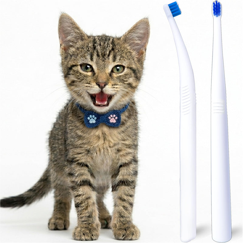 Cat Toothbrush Tiny, Small Dog & Puppy Tooth Brushing Kit, Ultra Soft & Mini 15° Curved Head Teeth Brush for Kitten Pet, Doggy Toothbrushes Deep Dental Clean, Soft Bristles, 2 PCS - White 1 Count (Pack of 2)
