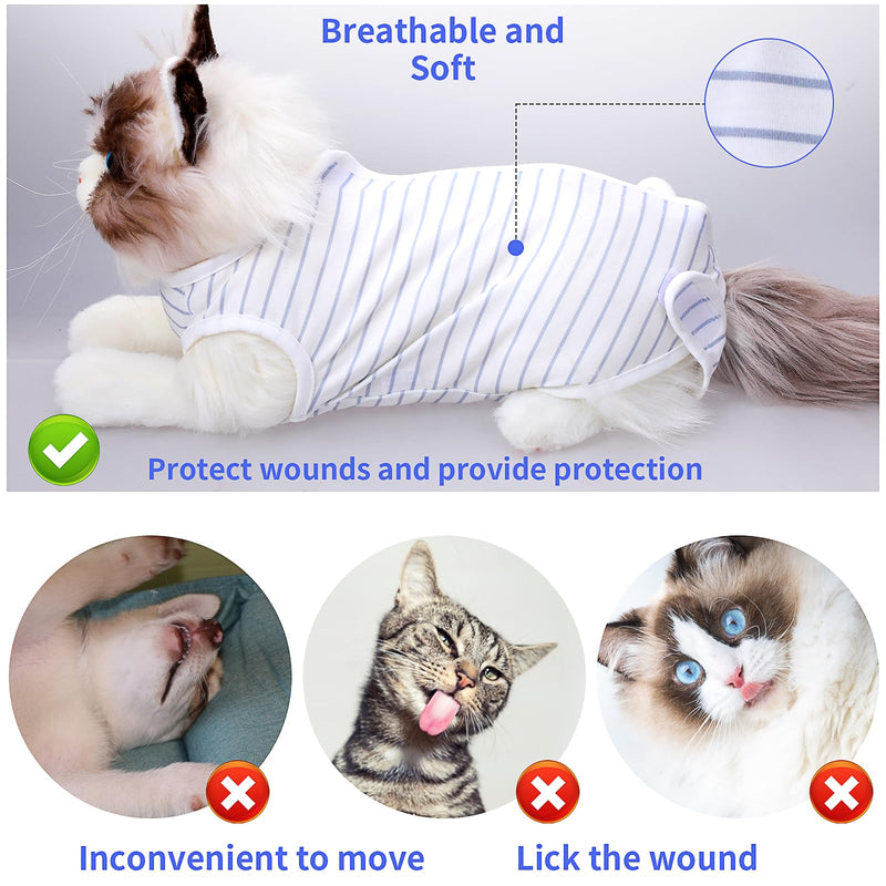 cobee Professional cat recovery suit for abdominal wounds or skin diseases, cat surgery recovery suit soft E collar cone alternative cat onesie for cats (size M) M size - BeesActive Australia