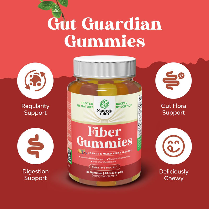 Tasty Prebiotic Fiber Gummies for Adults - High Fiber Supplement Gummies Vitamins for Adults with Prebiotic Soluble Chicory Root for Immunity and Digestive Support - Non GMO Vegan - 120 count 120 Count (Pack of 1)