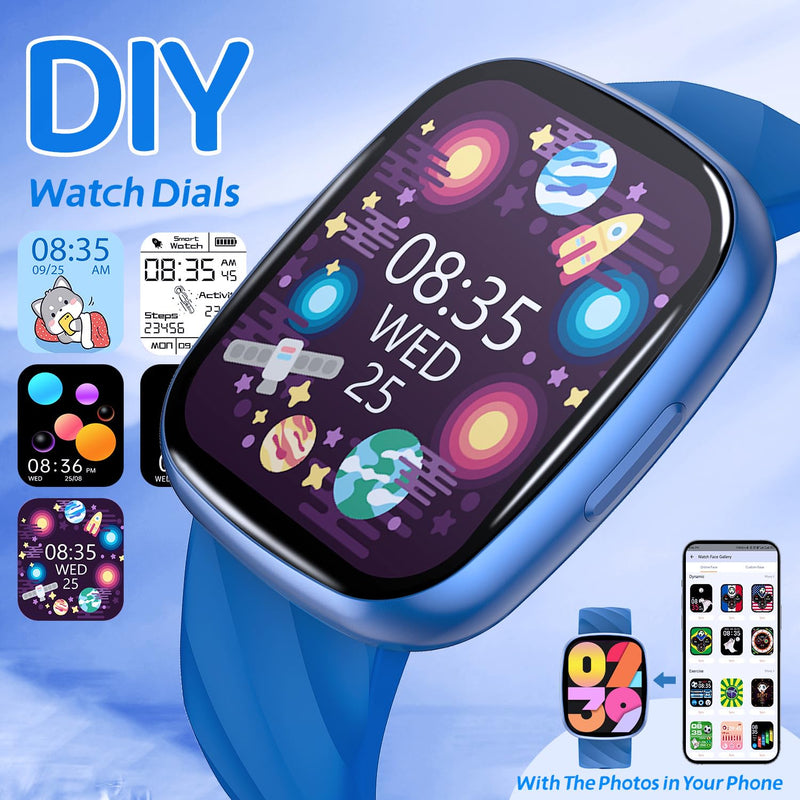 Smart Watch for Kids, Kids Fitness Tracker Watch for Boys Girls Ages 5-15, Activity Tracker, Heart Rate Sleep Monitor, IP67 Waterproof, Pedometer, Sport Modes, Puzzle Game, S60K Blue - BeesActive Australia