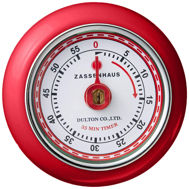 Zassenhaus Magnetic Retro Kitchen Timer, Classic Mechanical Cooking Timer (Red), 2.75-Inch Red 2.75 inch - BeesActive Australia
