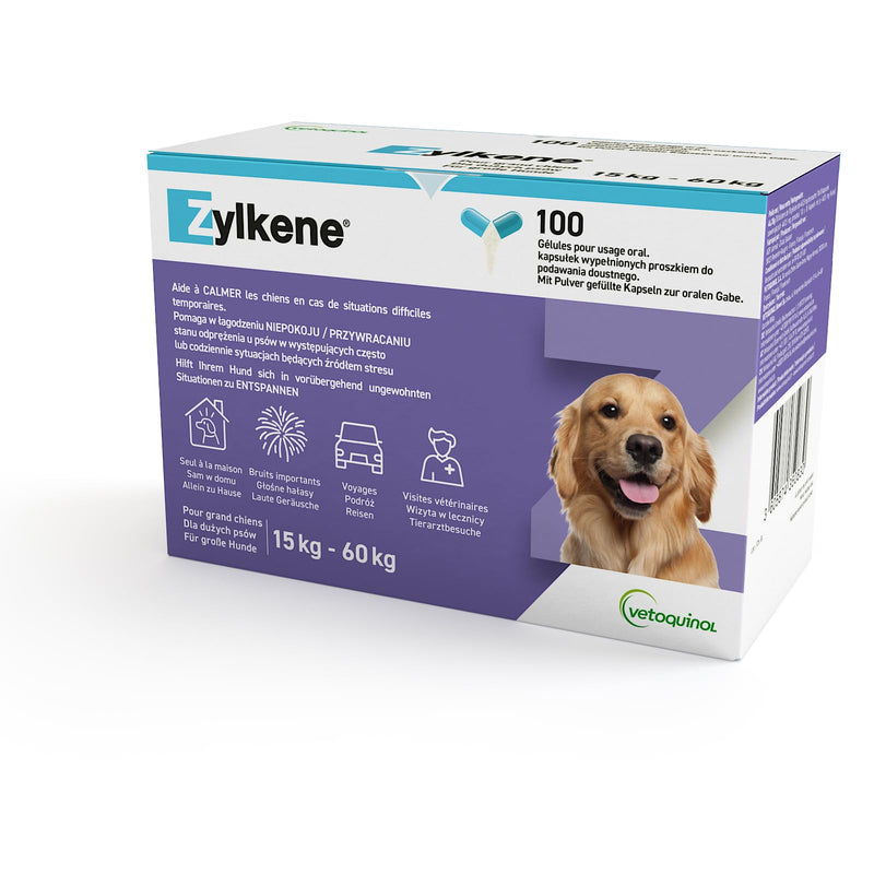 Zylkene 450 mg | 50 capsules | Supplementary food for large dogs | For support in unfamiliar situations | With trypsin-hydrolyzed bovine casein - BeesActive Australia