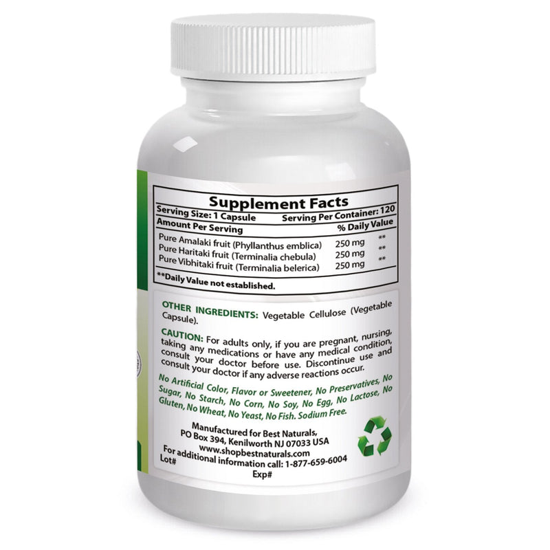 Best Naturals Triphala 750 mg 120 Vcaps - BeesActive Australia