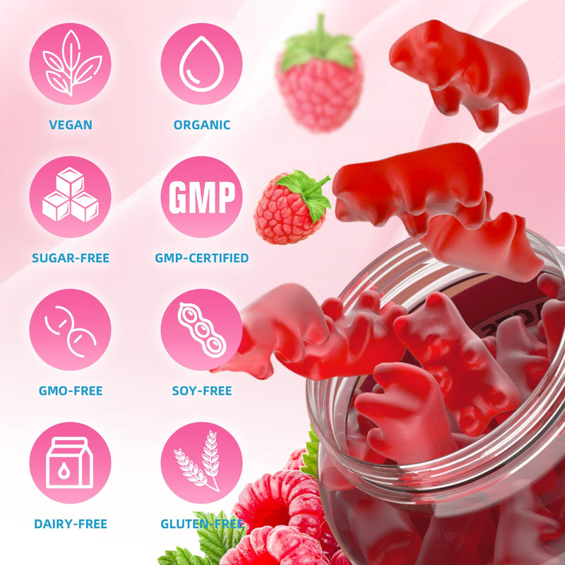 Calcium Citrate Gummies, Sugar Free Calcium Citrate 1000mg for Muscle Healthy, Absorption Calcium Supplements for Adults & Kids, Raspberry, 60 Count 60 Count (Pack of 1)