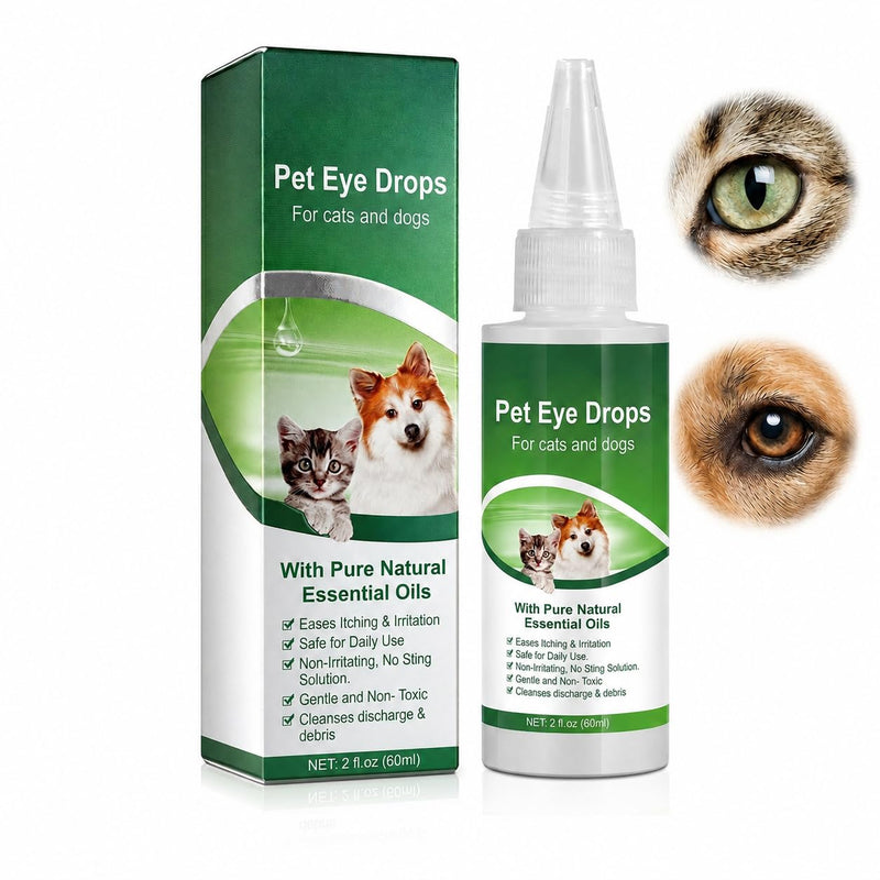 Dog Eye Drops 60ml - Gentle Eye Cleaner for Dogs & Cats | Cleansing & Soothing Eye Wash for Dry, Itchy, Irritated & Gunky Eyes | Tear Stain Remover & Daily Eye Care Solution