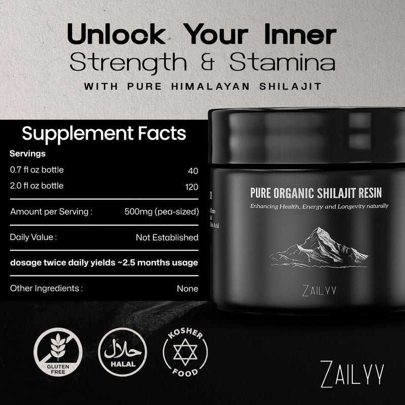 Pure Himalayan Organic Shilajit Resin Supplement 80g | Lab-Tested & Natural | Premium Grade with Fulvic Acid & Trace Minerals | Energy & Vitality Booster for Men & Women