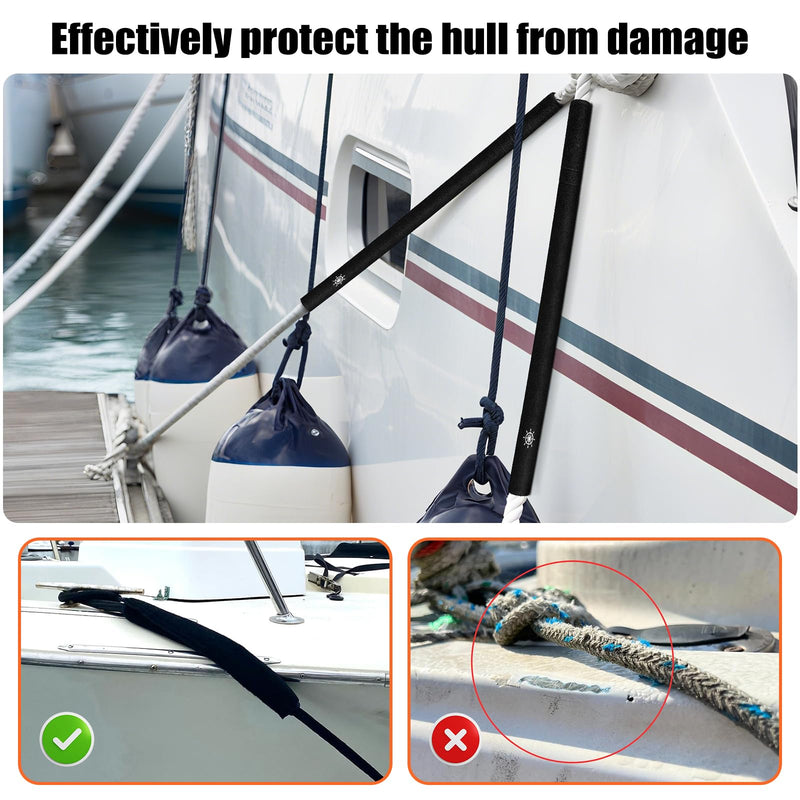 Dock Line Chafe Guards 24 Inch Removable Anti Chafe Protective Boats, Dock Lines Black Rope Protector Eliminates Squeaking Protects Boat from Wear Industrial - BeesActive Australia