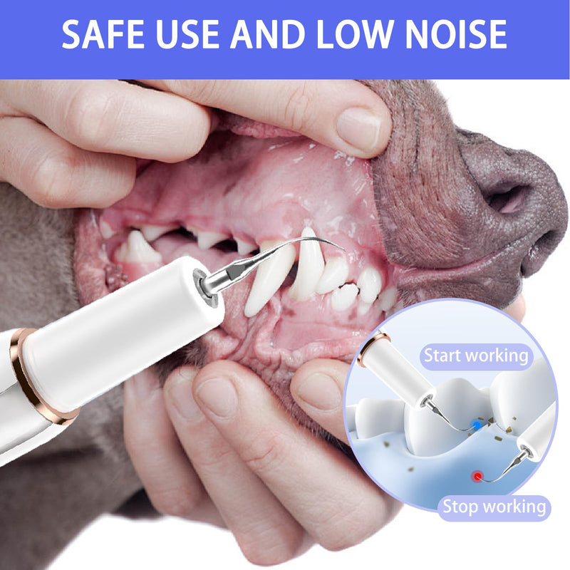 Dog Plaque Remover for Teeth, 7Pcs Teeth Cleaning Kit, Rechargeable Ultrasonic Pet Tartar Remover for Calculus and Teeth Stains, 5 Cleaning Modes with LED Light, IPX6 Waterproof Dental Care Kit