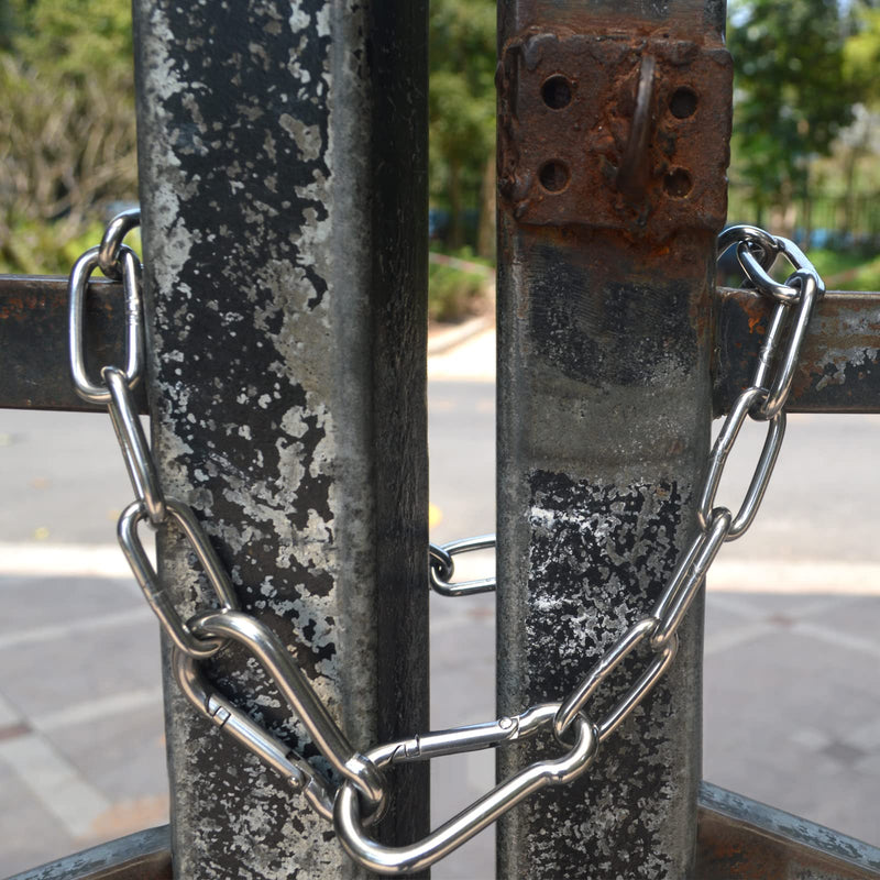 Gate Chain Link for Outdoor Fence Yard with Carabiner Stainless Steel Gate Latches Lock for Horse Goat Dog Stall Supplies Wooden Fence Barn 20inch-1PCS - BeesActive Australia