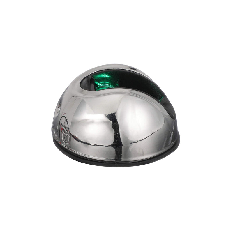 Attwood NV3012SSG-7 LightArmor™ 2-Mile Vertical Surface Mount Navigation Light, Green LED Lighting, Round Stainless Housing Green (Starboard) One size Vertical Mount - Stainless Steel