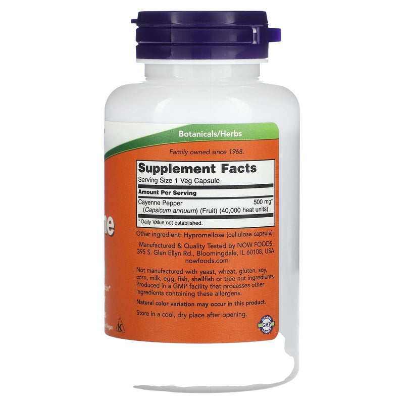 Now Foods Cayenne 500mg 100 Vcaps - BeesActive Australia