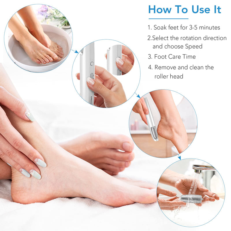 LINKEVAP Electric Callus Remover for Feet, Professional Pedicure Kit Foot Scrubber for Dry, Dead, Cracked, Hard Skin, at Home Feet Spa Care Kit for Men & Women (Cold White) Cold White - BeesActive Australia