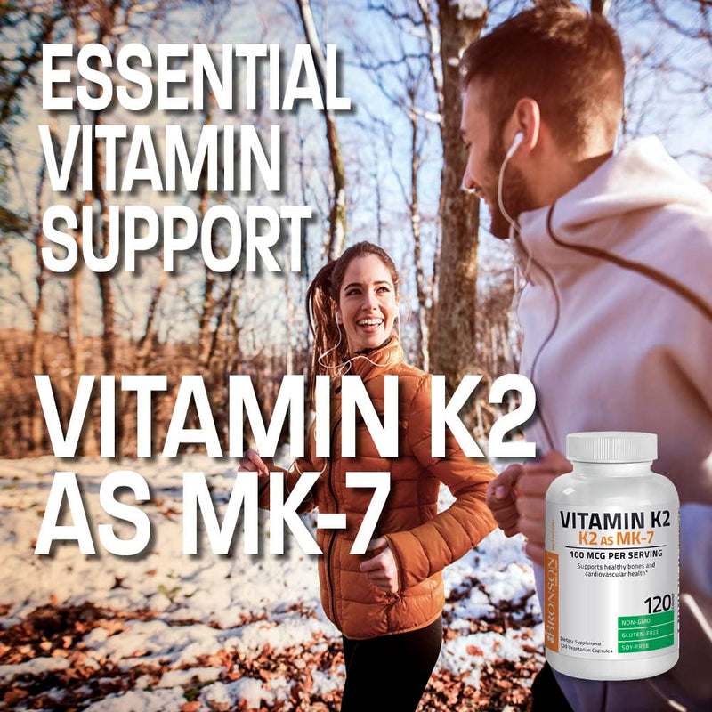 Bronson Vitamin K2 as MK-7 Menaquinone 100 mcg Non-GMO, 60 Capsules Unflavored 60 Count (Pack of 1)