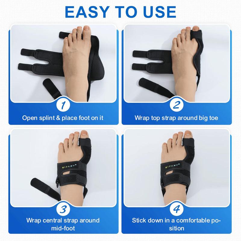 Wifamy Bunion Corrector For Women Big Toe: Soft Gel Toe Separators For Women - Adjustable Straps & Breathable Design - Day/Night Pain Relief For High Heels & Flats
