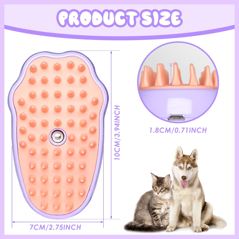 Pet Steam Brush for Cats and Dogs - Easy to Clean Grooming Tool for Pet Spa, Water Brush with Steam Technology - Perfect for Cat & Dog Hair Removal (N Purple) - BeesActive Australia