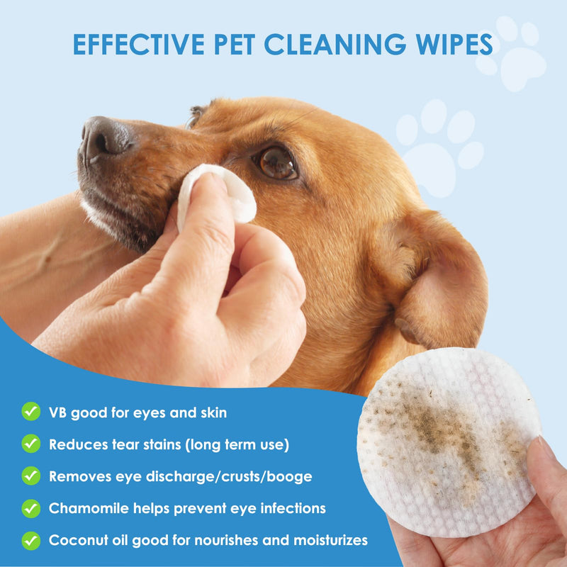 Pet Eye Wipes for Dogs & Cats 120PCS Dog Eye Wipes for Remove Eye Discharge and Crust Coconut Oil Non-Irritating Pet Cleaning Grooming Wipes for Eyes Face - BeesActive Australia