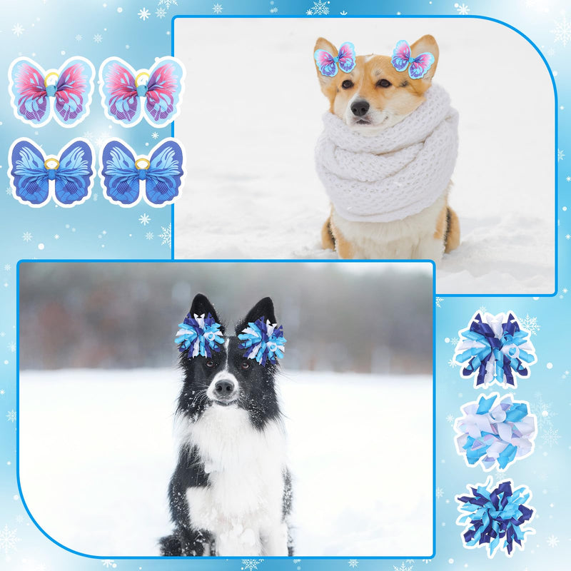 52 Pcs Winter Dog Bows Grooming Bulk with Rubber Bands Winter Snowflake Snowman Christmas Hat Accessories Winter Pet Grooming Bows Holiday Party Cute Puppy Cat Bows Pet Hair Accessories - BeesActive Australia