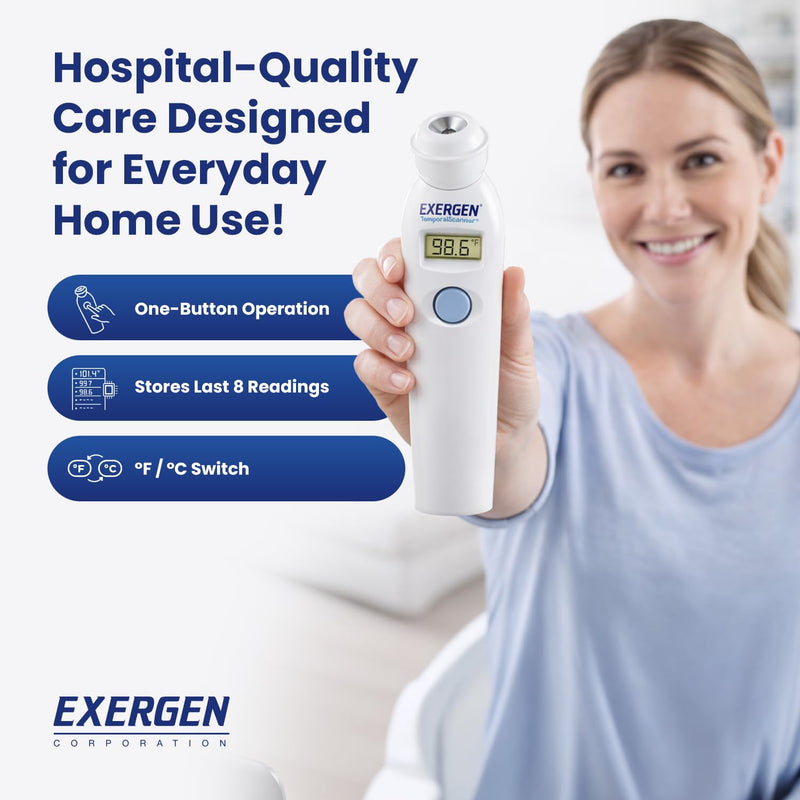 Exergen TAT-2000C+ Temporal Artery Thermometer – Fast & Accurate Forehead Thermometer for Adults, Kids & Babies